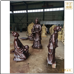 鑄銅關(guān)公 古代一家三口人物銅雕塑