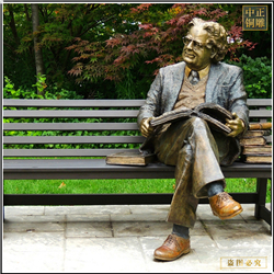 鑄銅關公 西方園林看書人物雕塑