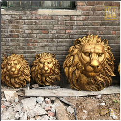 鑄銅關(guān)公 銅獅子頭像擺件