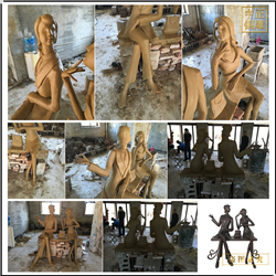 鑄銅關公 情侶人物雕塑鑄造廠家制作