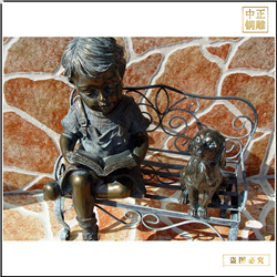 鑄銅關公 小女孩看書銅雕塑加工