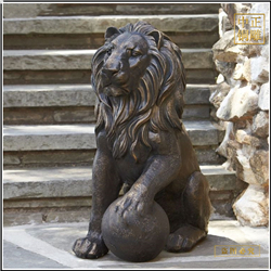 鑄銅關公 玩球銅獅子雕塑