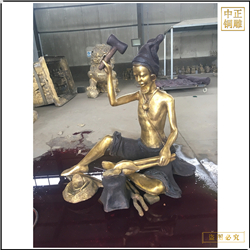 鑄銅關公 男子打鐵銅雕塑
