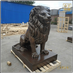 鑄銅關公 西洋獅子雕塑圖片