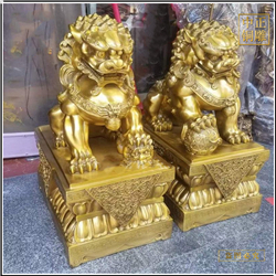 鑄銅關公 小型故宮銅獅子擺件