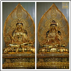 鑄銅關(guān)公 觀音菩薩帶背光神像