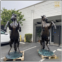 鑄銅關(guān)公 一對景觀銅馬雕塑