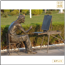 廣場畫畫人物銅雕塑 廣場畫畫人物銅雕塑