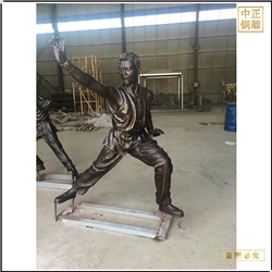 鑄銅關(guān)公 練跆拳道人物雕塑鑄造
