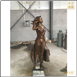 鑄銅關(guān)公 美女購(gòu)物銅雕塑