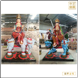 鑄銅關公 文殊普賢銅像定制