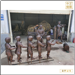 鑄銅關公 五個小孩銅雕塑鑄造