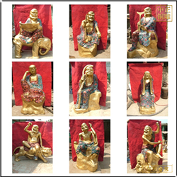 鑄銅關(guān)公 貼金彩繪十八羅漢雕像