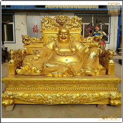 鑄銅關(guān)公 貼金彩繪2米彌勒佛銅像定做