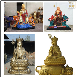 鑄銅關公 地藏王菩薩像彩繪坐像