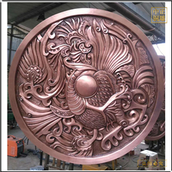 鑄銅關公 圓形銅浮雕壁畫定制