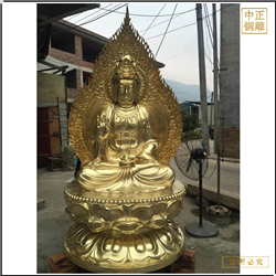 鑄銅關(guān)公 帶背光觀音菩薩銅像雕塑廠家