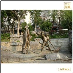 鑄銅關(guān)公 古代人物坐船銅雕塑
