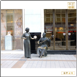 鑄銅關(guān)公 街邊彈唱古代人物雕塑
