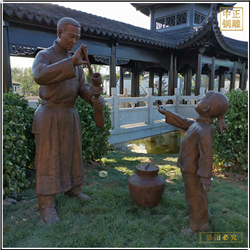 鑄銅關(guān)公 小孩打酒銅雕塑