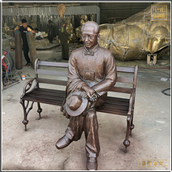 鑄銅關(guān)公 室外休息人物銅雕塑