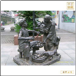 鑄銅關(guān)公 買雞蛋人物銅雕塑加工