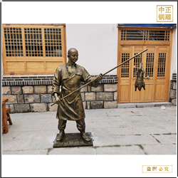 鑄銅關(guān)公 烤鴨人物銅雕塑鑄造
