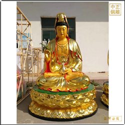 貼金坐像觀音菩薩銅像 貼金坐像觀音菩薩銅像