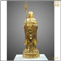 鑄銅關公 鑲寶貼金地藏菩薩佛像