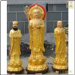 鑄銅關公 大型一佛二弟子銅佛像