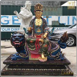 鑄銅關公 文殊普賢騎乘坐騎銅像擺件