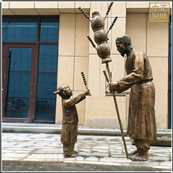 鑄銅關公 步行街小女買糖胡人物銅雕塑