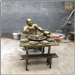 鑄銅關(guān)公 步行街火鍋店吃火鍋人物銅雕塑