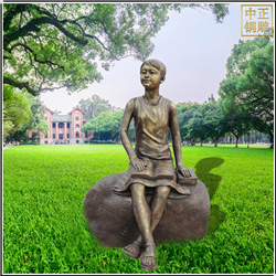 鑄銅關(guān)公 小女孩看書(shū)校園銅雕塑