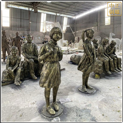 鑄銅關(guān)公 小女孩背書(shū)包人物銅雕塑