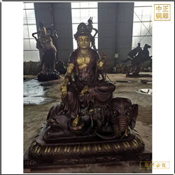 彩繪文殊普賢菩薩雕像 彩繪文殊普賢菩薩雕像