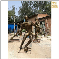 鑄銅關公 校園廣場踢足球雕塑