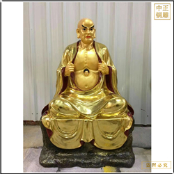 鑄銅關公 貼金十八羅漢佛像銅雕塑