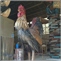 彩繪動物園景觀銅公雞雕塑 彩繪動物園景觀銅公雞雕塑