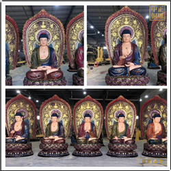 鑄銅關公 彩繪釋迦牟尼佛銅像