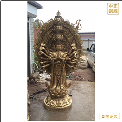 貼金千手觀音菩薩銅像鑄造 貼金千手觀音菩薩銅像鑄造