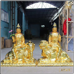 鑄銅關(guān)公 文殊普賢菩薩銅佛像定制