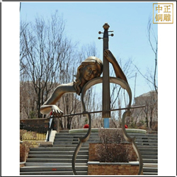 鑄銅關(guān)公 小區(qū)少女撫小提琴人物雕塑