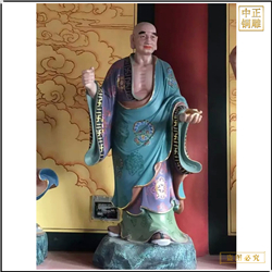 鑄銅關(guān)公 貼金彩繪1米3高十八羅漢佛像