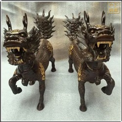 鑄銅關(guān)公 室外銅麒麟小擺件