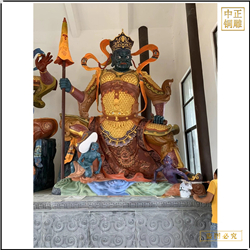 鑄銅關公 貼金彩繪黑臉四大天王銅佛像廠