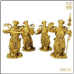 鑄銅關公 黃銅鎏金四大天王銅佛像