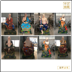 鑄銅關(guān)公 貼金彩繪站十八羅漢銅佛像