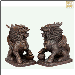 鑄銅關(guān)公 小型銅麒麟制作廠家