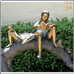 鑄銅關公 看書人物景觀雕塑